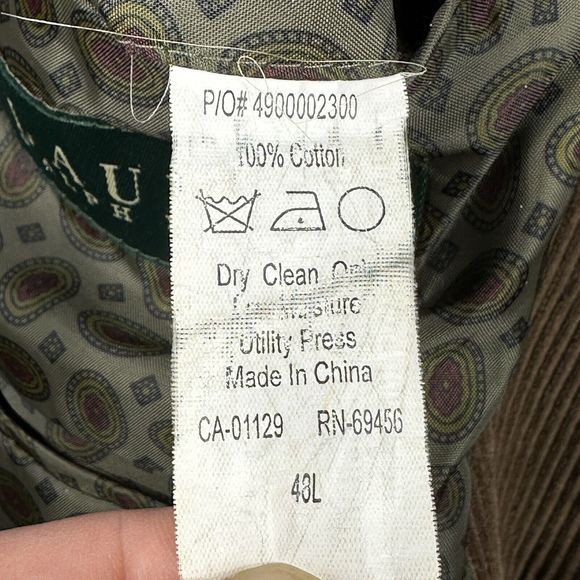 Ralph Lauren Corduroy Blazer Mens 48L Sports Coat Brown Elbow Patch Jacket (46L) - Picture 9 of 14